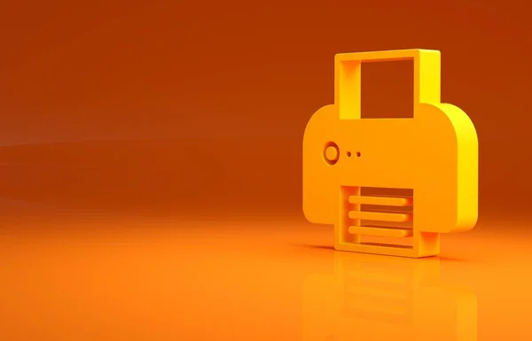 Icono Impresora Amarilla Aislado Sobre Fondo Naranja Concepto Minimalista Ilustración —  Fotos de Stock