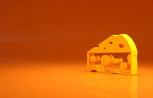 Gelbes Käse Symbol Isoliert Auf Orangefarbenem Hintergrund Minimalismus Konzept Illustration — Stockfoto