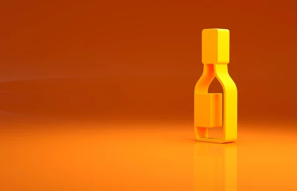 Žluté Tabasco Omáčka Ikona Izolované Oranžovém Pozadí Chilli Kajenská Kořeněná — Stock fotografie
