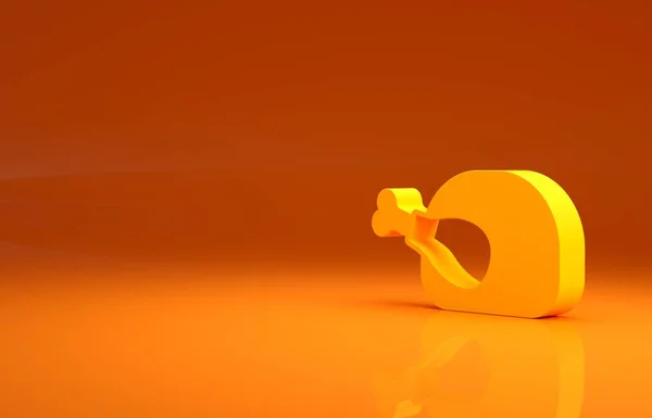 黄色のロースト七面鳥またはチキンアイコンは オレンジの背景に隔離されています 最小限の概念 3Dイラスト3Dレンダリング — ストック写真