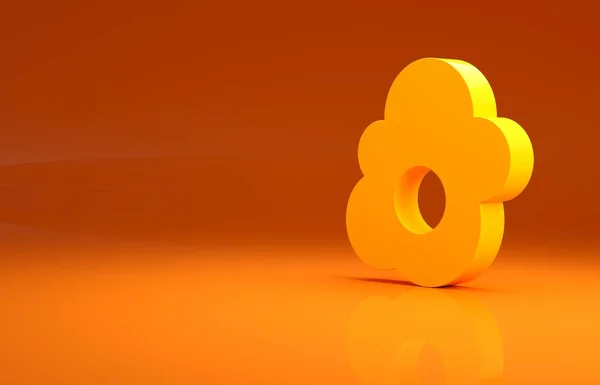 黄色的炒蛋图标在橙色背景上被分离出来 家庭烹调的食物 健康的早餐 煎蛋卷图标 最低纲领的概念 3D渲染3D插图 — 图库照片