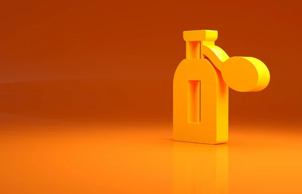 Żółta Ikona Perfum Odizolowana Pomarańczowym Tle Koncepcja Minimalizmu Ilustracja Renderowania — Zdjęcie stockowe