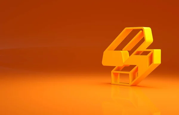 黄色の金の交換のお金のアイコンはオレンジの背景に隔離された 両替商だ 最小限の概念 3Dイラスト3Dレンダリング — ストック写真