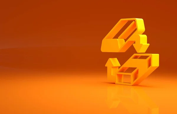 Gul Guld Växla Pengar Ikonen Isolerad Orange Bakgrund Pengaväxlare Minimalistiskt — Stockfoto