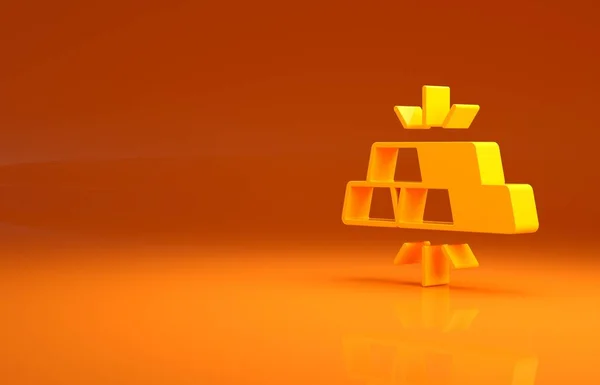 Gelbgold Balken Isoliert Auf Orangefarbenem Hintergrund Bankenunternehmenskonzept Minimalismus Konzept Illustration — Stockfoto