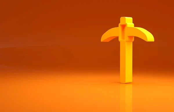 Желтый Пикап Значок Изолирован Оранжевом Фоне Концепция Минимализма Рендеринг — стоковое фото