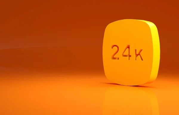Κίτρινη Ράβδος Χρυσού 24K Εικονίδιο Απομονώνονται Πορτοκαλί Φόντο Τραπεζική Επιχειρηματική — Φωτογραφία Αρχείου
