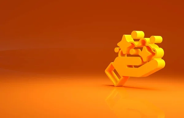 黄色金矿图标孤立在橙色背景 最低纲领的概念 3D渲染3D插图 — 图库照片