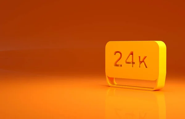 Gelbgold Balken 24K Symbol Isoliert Auf Orangefarbenem Hintergrund Bankenunternehmenskonzept Minimalismus — Stockfoto
