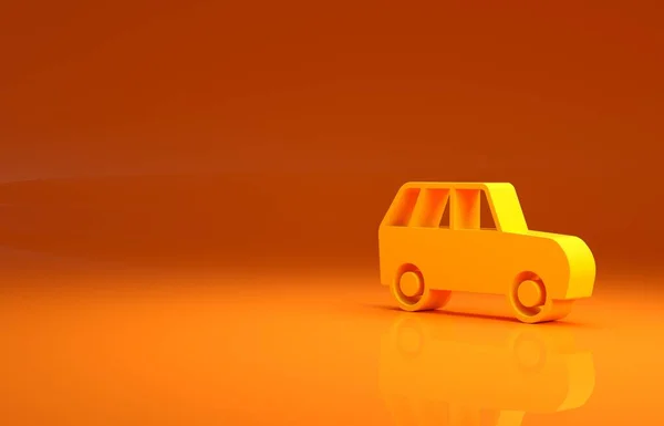 Gelbes Auto Symbol Isoliert Auf Orangefarbenem Hintergrund Minimalismus Konzept Illustration — Stockfoto