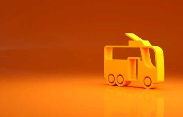 Gele Trolleybus Icoon Geïsoleerd Oranje Achtergrond Openbaar Vervoer Symbool Minimalisme — Stockfoto