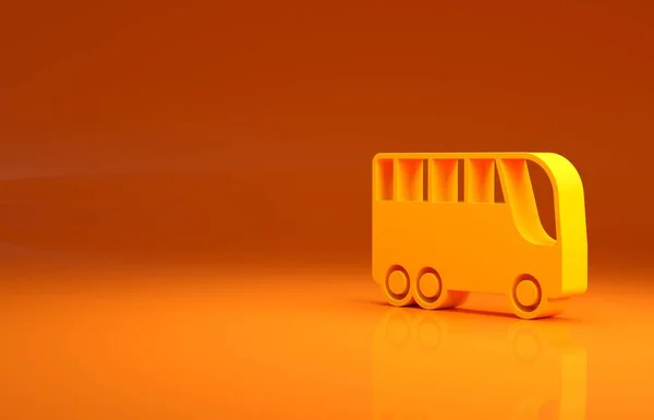 Ikona Żółtego Autobusu Odizolowana Pomarańczowym Tle Koncepcja Transportu Transport Autokarowy — Zdjęcie stockowe
