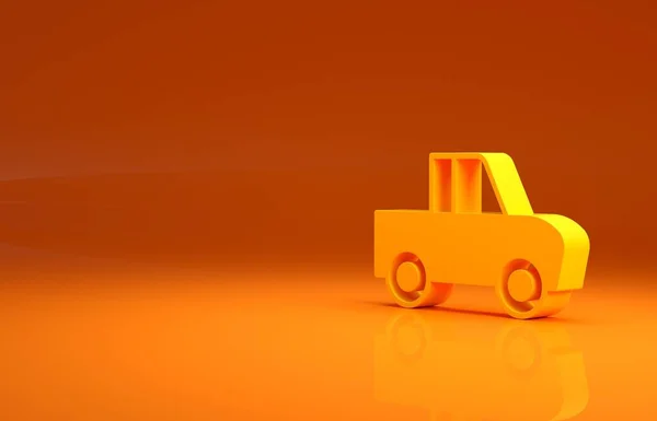 Gelbes Pickup Symbol Isoliert Auf Orangefarbenem Hintergrund Minimalismus Konzept Illustration — Stockfoto