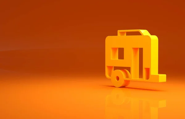 Yellow Camping Trailer Ikona Izolowana Pomarańczowym Tle Podróż Domek Mobilny — Zdjęcie stockowe
