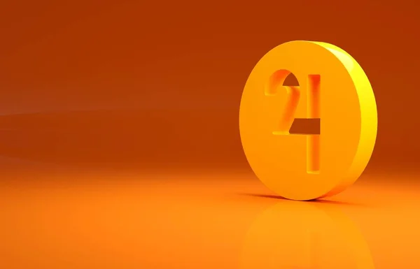 黄色オレンジの背景に孤立した木星のアイコンの古代の占星術のシンボル 占星術の惑星 黄道帯と占星術のサイン 最小限の概念 3Dイラスト3Dレンダリング — ストック写真