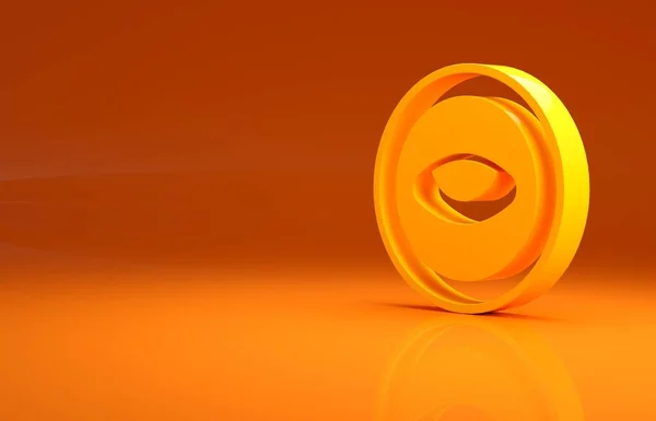 stock image Yellow Medallion with eye icon isolated on orange background. Magic amulet with eye. Minimalism concept. 3d illustration 3D render.