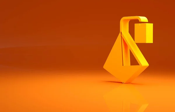 オレンジ色の背景に黄色のティーバッグアイコン 最小限の概念 3Dイラスト3Dレンダリング — ストック写真