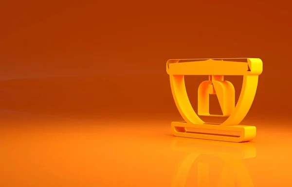 Жовтий Кубок Іконою Чайних Пакетів Ізольований Помаранчевому Фоні Концепція Мінімалізму — стокове фото