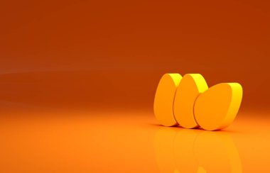 Sarı Tavuk yumurta ikonu turuncu arka planda izole edildi. Minimalizm kavramı. 3d illüstrasyon 3B canlandırma.