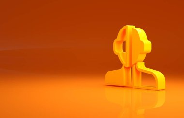 Sarı bipolar bozukluk ikonu turuncu arka planda izole edildi. Minimalizm kavramı. 3d illüstrasyon 3B canlandırma.