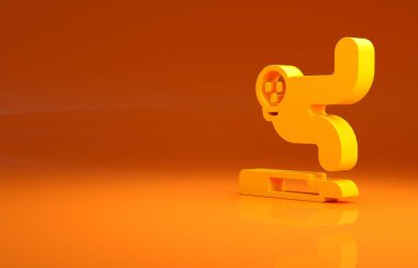 Sarı sigara ikonu turuncu arka planda izole edilmiş. Tütün tabelası. Sigara içme sembolü. Minimalizm kavramı. 3d illüstrasyon 3B canlandırma.