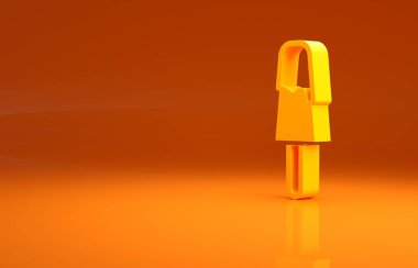 Turuncu arka planda izole edilmiş sarı dondurma ikonu. Güzel sembol. Minimalizm kavramı. 3d illüstrasyon 3B canlandırma.