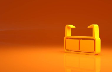 Sarı Gözlük simgesi turuncu arkaplanda izole edilmiş. Gözlük çerçevesi sembolü. Minimalizm kavramı. 3d illüstrasyon 3B canlandırma.