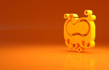 Sarı sabun simgesi turuncu arka planda izole edilmiş. Köpüklü sabun çubuğu. Minimalizm kavramı. 3d illüstrasyon 3B canlandırma.