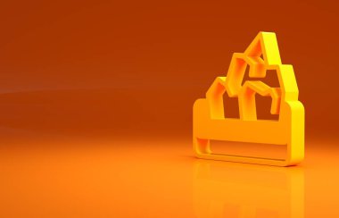 Sarı Ore maden ikonu turuncu arka planda izole edildi. Minimalizm kavramı. 3d illüstrasyon 3B canlandırma.