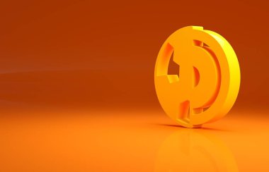 Sarı Dünya çekirdek kabuk ikonu turuncu arka planda izole edildi. Minimalizm kavramı. 3d illüstrasyon 3B canlandırma.