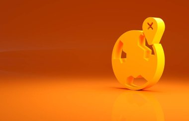 Turuncu arka planda izole edilmiş dünya ikonunun sarı konumu. Dünya ya da Dünya işareti. Minimalizm kavramı. 3d illüstrasyon 3d canlandırma.