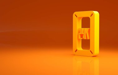 Sarı Altın Çubuklar, turuncu arka planda 24 bin simge izole edilmiş. Bankacılık işi konsepti. Minimalizm kavramı. 3d illüstrasyon 3B canlandırma.