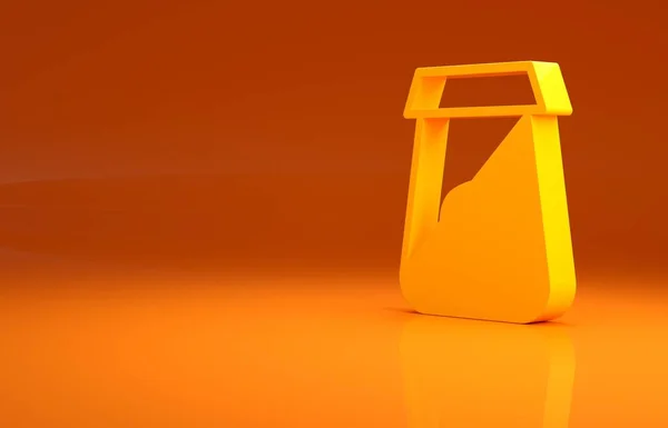 Желтый Чай Упаковки Значок Изолирован Оранжевом Фоне Бумажный Пакет Чаем — стоковое фото