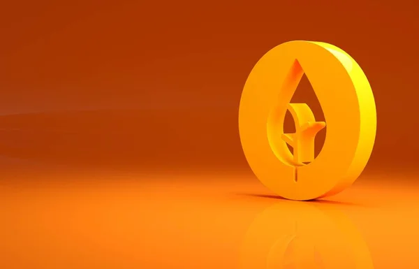 Gelbes Teeblatt Symbol Isoliert Auf Orangefarbenem Hintergrund Teeblätter Minimalismus Konzept — Stockfoto