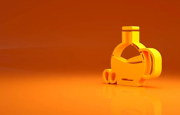 Żółta Butelka Ikony Oliwy Oliwek Odizolowana Pomarańczowym Tle Dzban Ikoną — Zdjęcie stockowe