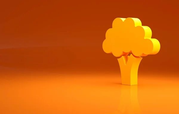 Gele Broccoli Icoon Geïsoleerd Oranje Achtergrond Minimalisme Concept Illustratie Renderen — Stockfoto