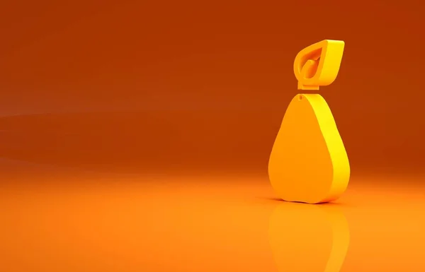 Желтая Иконка Груши Выделена Оранжевом Фоне Фрукты Символом Листа Концепция — стоковое фото
