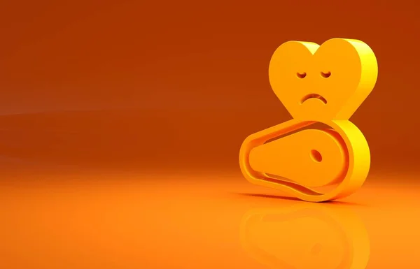Gul Biff Kött Ikon Isolerad Orange Bakgrund Minimalistiskt Koncept Återgivning — Stockfoto