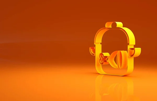 Gele Kookpot Kippenpoot Pictogram Geïsoleerd Oranje Achtergrond Kippendrumstick Minimalisme Concept — Stockfoto
