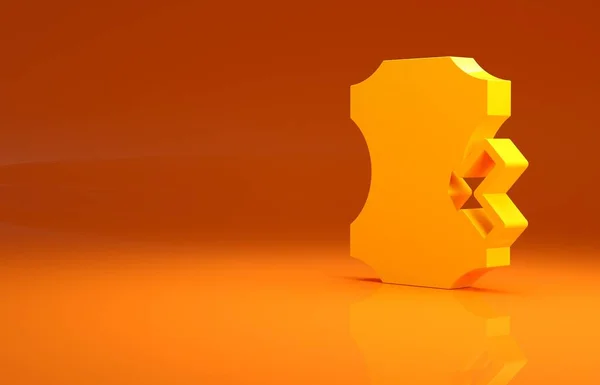 Żółty Brak Skórzanej Ikony Pomarańczowym Tle Koncepcja Minimalizmu Ilustracja Renderowania — Zdjęcie stockowe