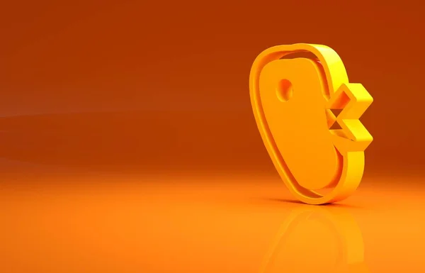 黄色没有肉类图标孤立在橙色背景 不能吃快餐 最低纲领的概念 3D渲染3D插图 — 图库照片