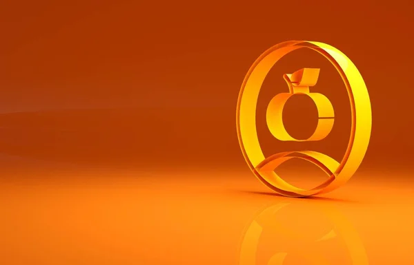 Желтый Яблоко Значок Изолирован Оранжевом Фоне Избыточный Вес Здоровое Диетическое — стоковое фото