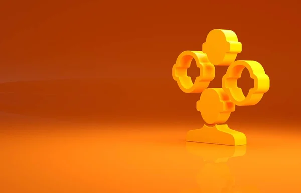 Żółta Ikona Schizofrenii Wyizolowana Pomarańczowym Tle Koncepcja Minimalizmu Ilustracja Renderowania — Zdjęcie stockowe