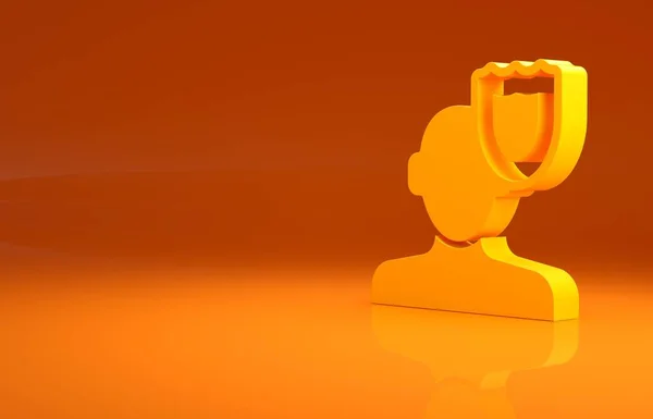 黄色的心理图标孤立在橙色背景 Psi符号 精神健康概念 精神分析和心理治疗 最低纲领的概念 3D渲染3D插图 — 图库照片