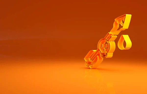 オレンジ色の背景に隔離された矢印アイコン上の黄色の毒 毒入りの矢だ 最小限の概念 3Dイラスト3Dレンダリング — ストック写真