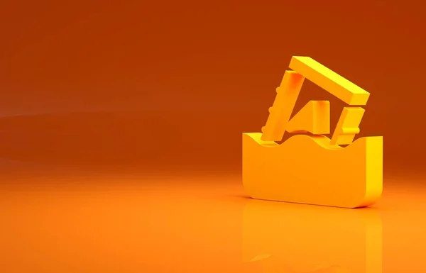 黄色放射性废物在桶图标孤立的橙色背景 有毒废物对水的污染 环境污染 最低纲领的概念 3D渲染3D插图 — 图库照片
