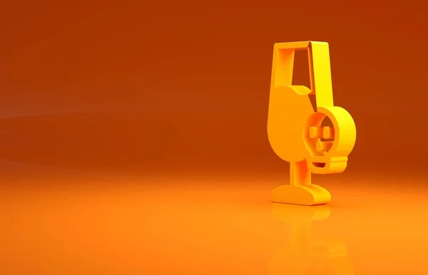 Żółta Zatruta Ikona Alkoholu Wyizolowana Pomarańczowym Tle Koncepcja Minimalizmu Ilustracja — Zdjęcie stockowe