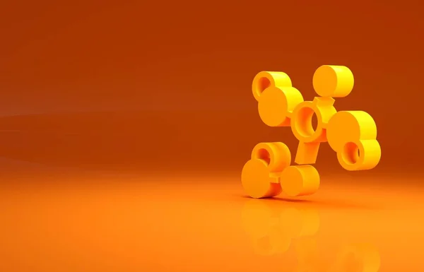 노란색 아이콘은 주황색 배경에 분리되어 있습니다 과학을 육각형을 만들어야 합니다 — 스톡 사진