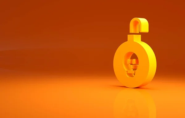 Żółta Ikona Bomby Atomowej Izolowana Pomarańczowym Tle Bomba Rakietowa Spada — Zdjęcie stockowe