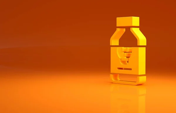 Žlutá Otrávená Pilulka Ikona Izolované Oranžovém Pozadí Prášek Toxinem Nebezpečná — Stock fotografie